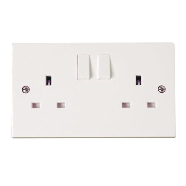Click PRW036 Polar White 2 Gang 13A 2 Pole Switched Socket