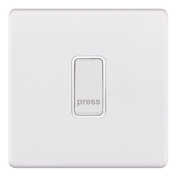 Selectric 5MPLUS-906 5M-PLUS Screwless Matt White 1 Gang 10AX 1 Way Push PRESS Plate Switch