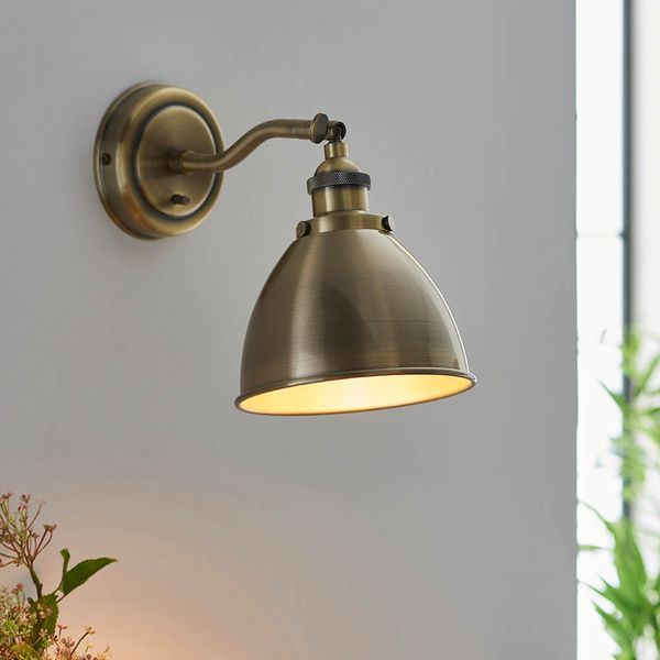 Endon Lighting 98746 Franklin Antique Brass 7W E14 Adjustable Wall Light with Toggle Switch