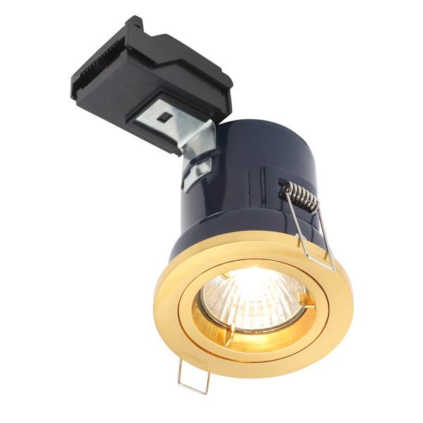 Forum Lighting ELA-27465-SATBRS Satin Brass Fixed LED Ready GU10 Fire Rated Downlight 50W 240V
