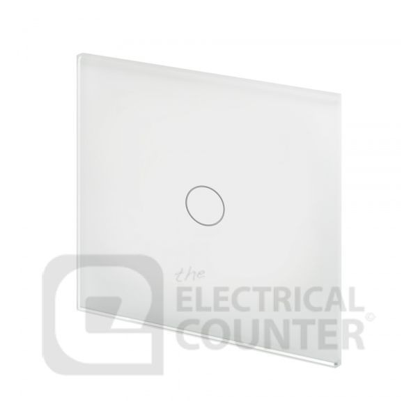 White 1 Gang 1 Way Touch Dimmer with Glass Surround