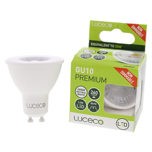 Luceco LGN3W26P 3.5W 4000K LED GU10 Non-Dimmable Lamp