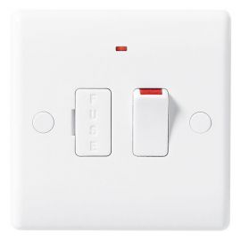 BG Electrical 853 Moulded White Round Edge 13A 2 Pole Flex Outlet Neon Switched Fused Spur Unit image