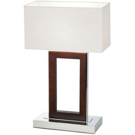 Endon Lighting 0195-DW Dark Wood IP20 60W E27 Cream Faux Suede & Polished Chrome Portal Table Lamp image