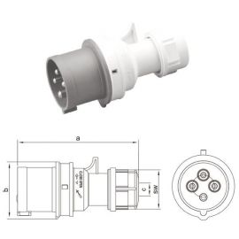 415V 3 Pole + E 32A Industrial Plug IP44 image
