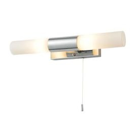 Spa Aries Chrome and Frosted Glass 2 Light Wall Fitting IP44 G9 2x 28W image