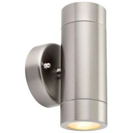 Saxby 13802 Palin Stainless Steel IP44 2x35W GU10 Dimmable Wall Light image